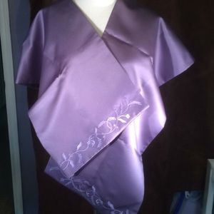 Amethyst Satin Shaw with Embroidery Detail